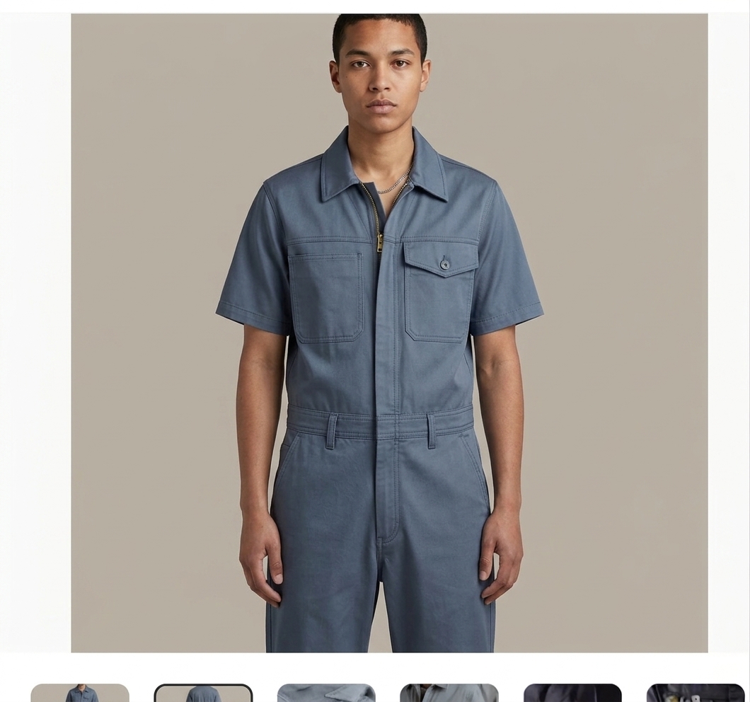 Studio portrait of the blue Allover Suit.