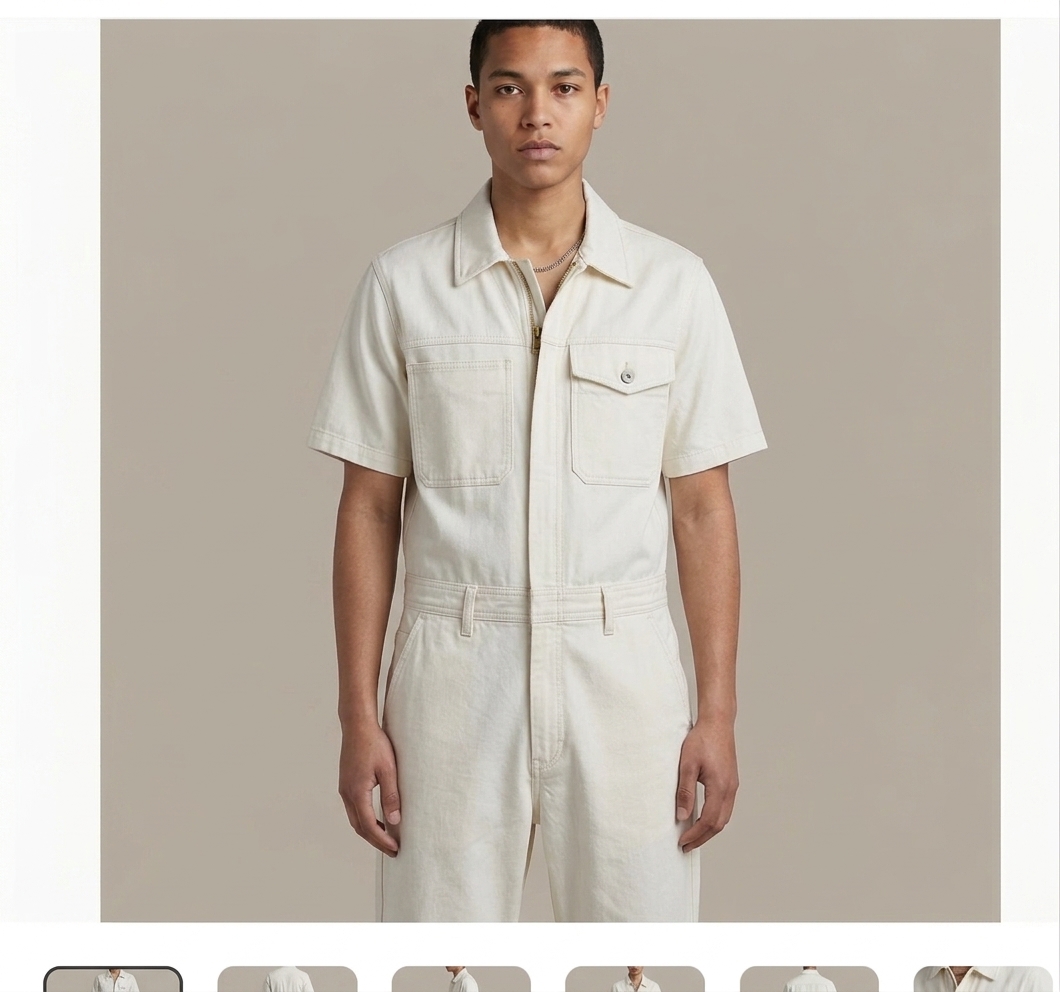 Studio portrait of the off-white Allover Suit.